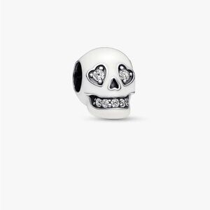 925 Sparkling Skull Charm-NEW